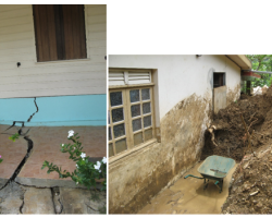 Exemple de désordres causées par un glissement de terrain au bâti (Martinique, 5 mai 2009)