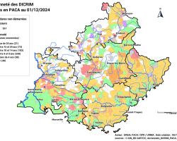 Cartographie de l'ancienneté des DICRIM publiés en PACA au 01/12/2024