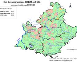Etat d'avancement des DICRIM en PACA (données mises à jour au 01/02/2025)