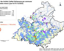 135 communes ont été reconnues pour au moins la moitié de leurs arrêtés de catastrophes naturelles au titre de la sécheresse