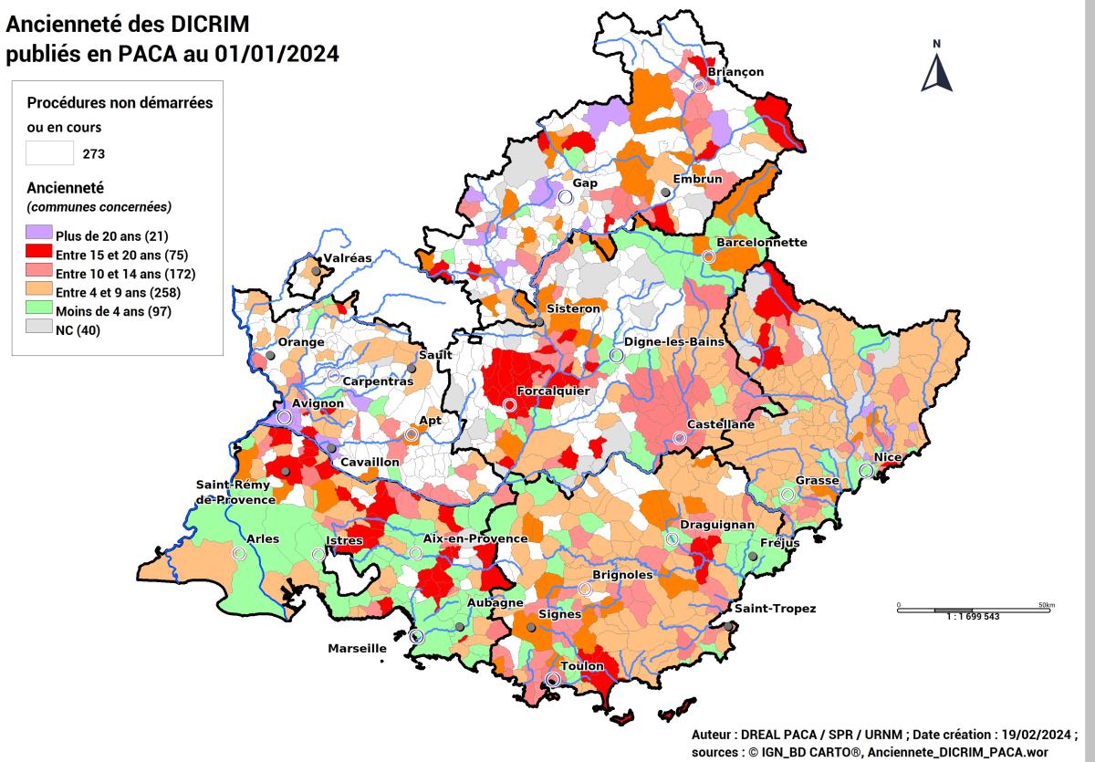 Sur les 673 DICRIM réalisés, 355 ont moins de 10 ans. Ils sont situés essentiellement au niveau des communes des départements littoraux.