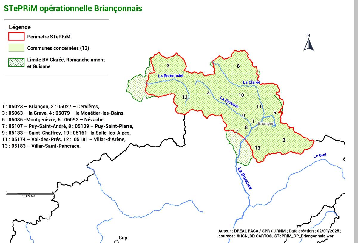La STePRiM  s’étend sur les 13 communes de la communauté de communes du Briançonnais où environ 20 000 habitants permanents vivent.