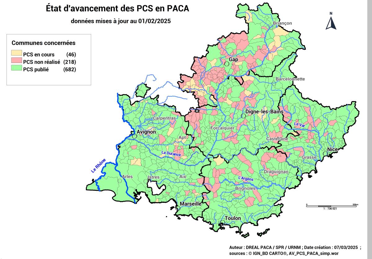 Au niveau régional, 682 PCS ont été publiés majoritairement dans les départements littoraux et dans les Alpes-de-Haute-Provence 