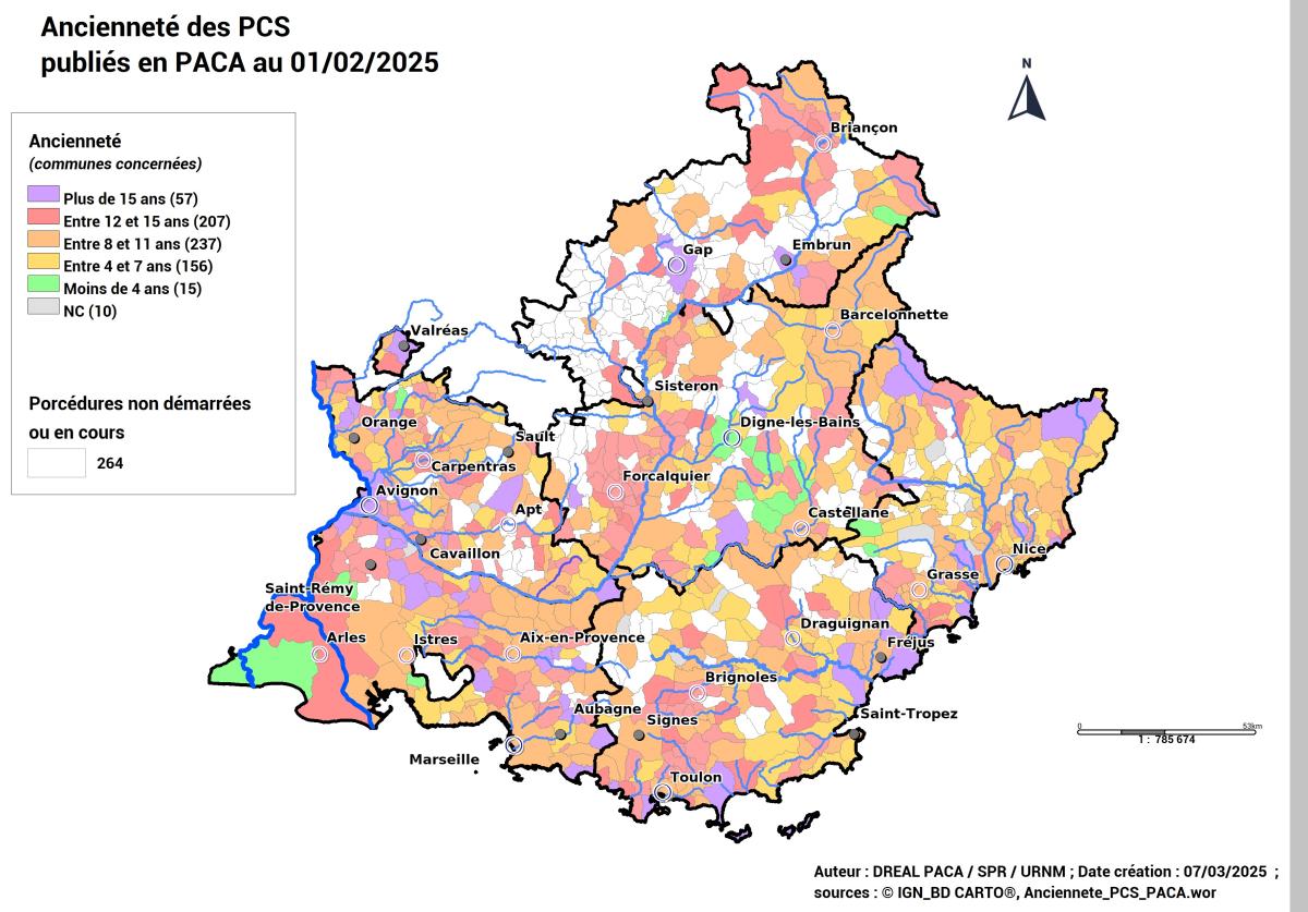 Sur les 682 PCS réalisés, 171 ont moins de 8 ans. Ils sont situés essentiellement dans les départements 04, 06, 83 & 84 .
